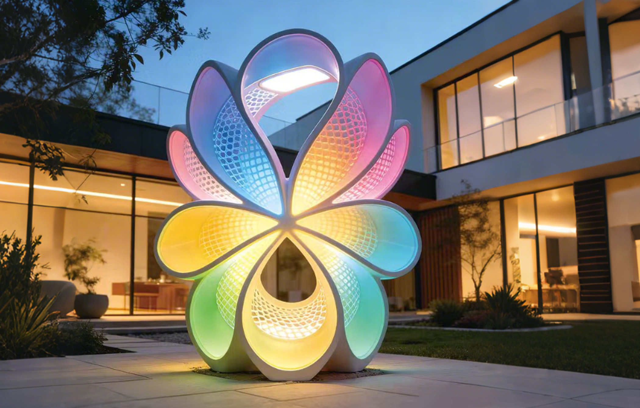 彩瓣幻花・多色渐变花瓣造型灯光装置