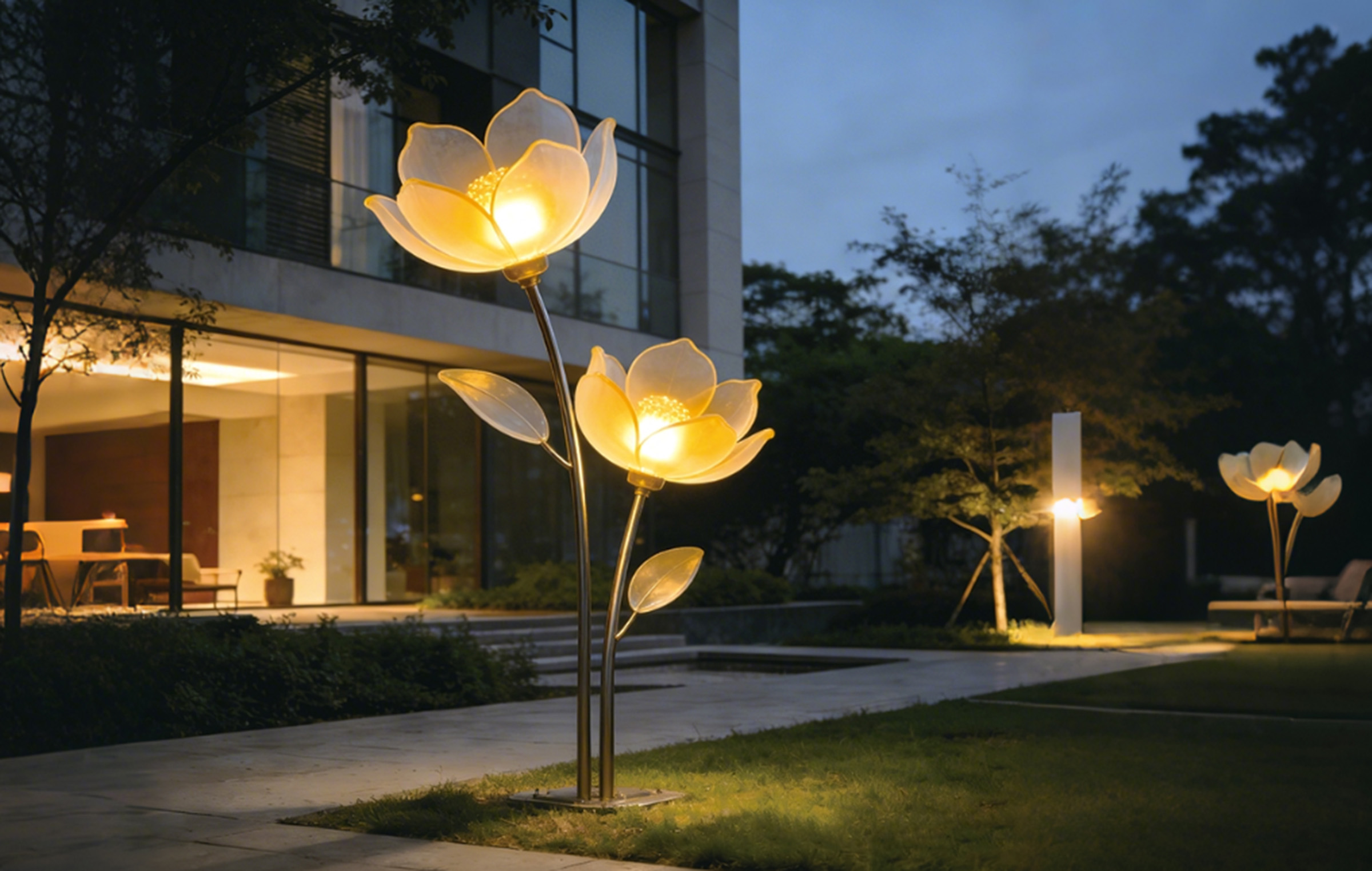 玉瓣花栖・仿生荷花造型户外景观灯